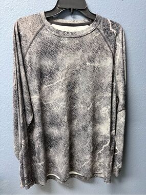 Columbia Gray and White Patterned Long Sleeve Performance Top Large